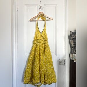 Anthropologie Lemon Print Halter Dress